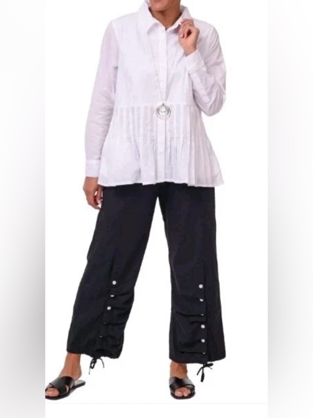 Tulip Clothing Scooter Pants in Black Size M Cotton Button Lagenlook Cycling